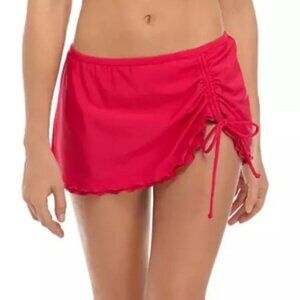 Crown & Ivy Ruffle and Tie Hot Pink Swim Skirt Large